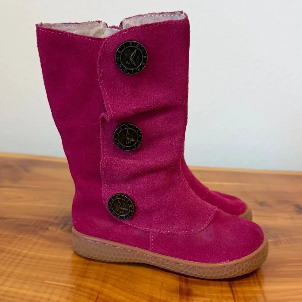 Livie & Luca Marchita Tiempo Pink Fuchsia Leather Suede Boots Girls Size 7